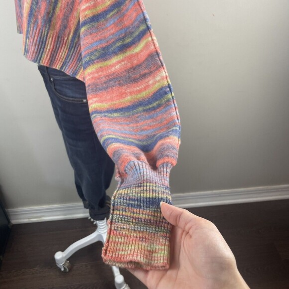 urban outfitters finley cropped turtleneck sweater striped Colorful Large - Picture 5 of 11